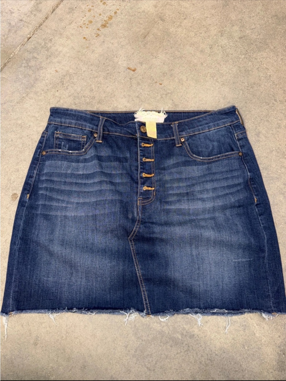 Altar'd State Dark Blue Denim Button-Front Mini Skirt